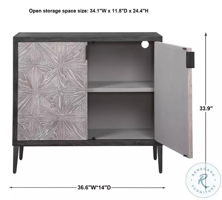 Laurentia Deep Black and Light Gray 2 Door Accent Cabinet