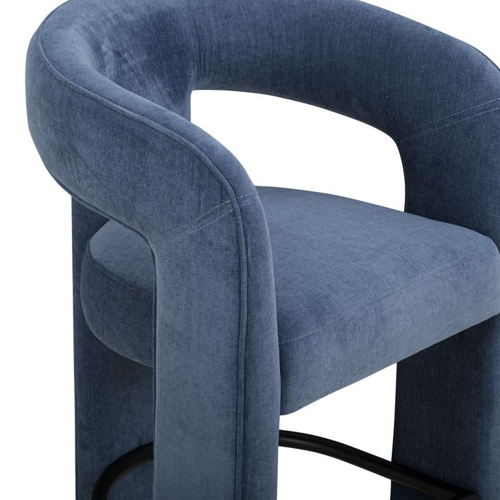 Malone Denim Blue Performance Fabric Upholstered Counter Height Stool