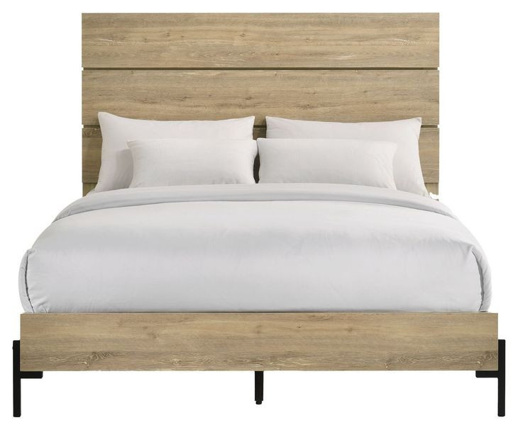 Newhall Vintage Oak Melamine Queen Panel Bed