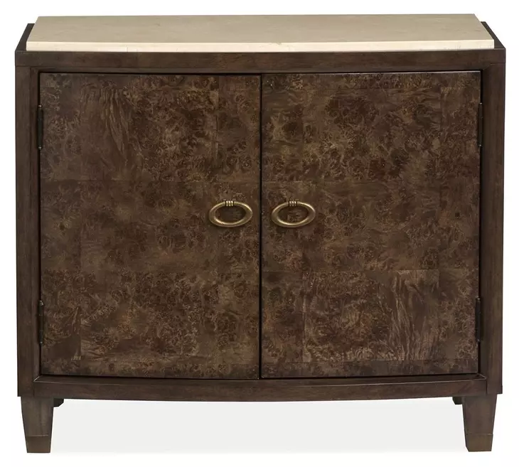 Timberlyn Espresso and Beige 2 Door Stone Top Nightstand with USB Charging