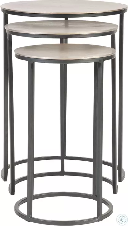 Richmere Aged Black and Antique Nickel Side Table Set of 3
