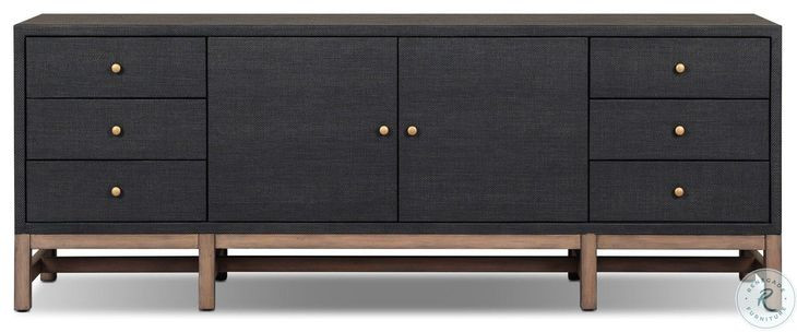 Fiona Black Raffia 72" Media Console