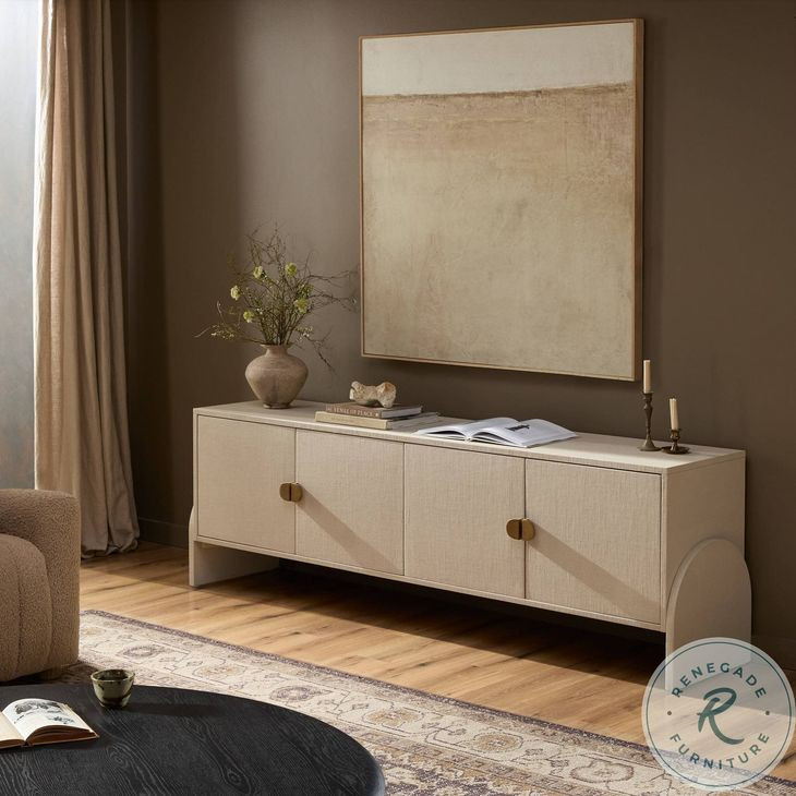 Cressida Ivory Painted Linen 84" Media Console