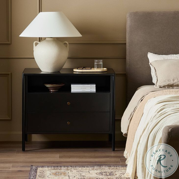 Soto Black Large 2 Drawer Nightstand