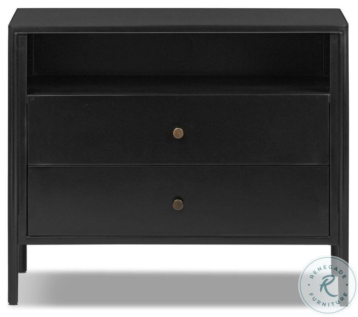 Soto Black Large 2 Drawer Nightstand