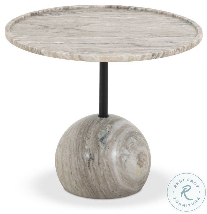 Viola Antique White Marble Round End Table