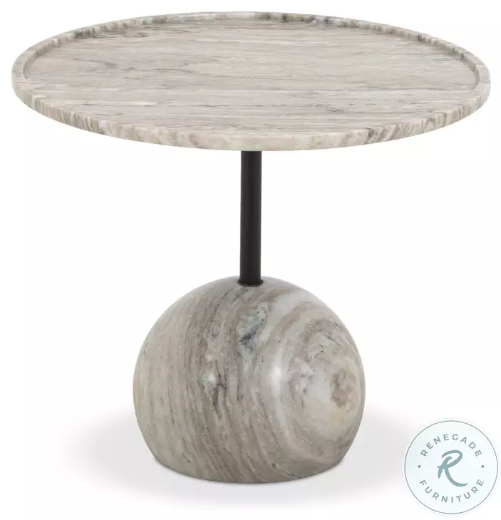 Viola Antique White Marble Round End Table