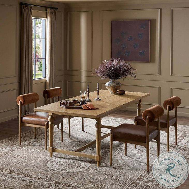 Blinn Worn Oak Veneer Leaf 88" Extendable Oval Dining Table