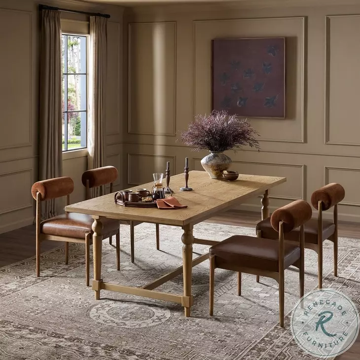 Blinn Worn Oak Veneer Leaf 88" Extendable Oval Dining Table