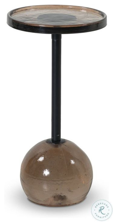 Viola Amber Cast Glass Round Accent Table