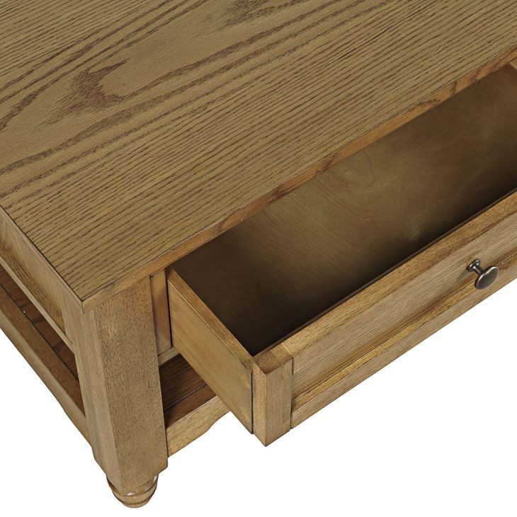 Brentwood Cascade Oak Rectangular Cocktail Table with 2 Drawers