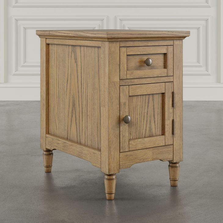 Brentwood Cascade Oak End Table with USB Charging