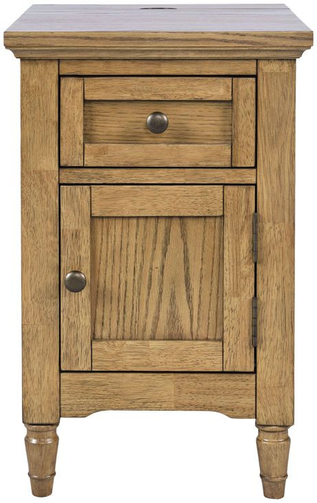 Brentwood Cascade Oak End Table with USB Charging