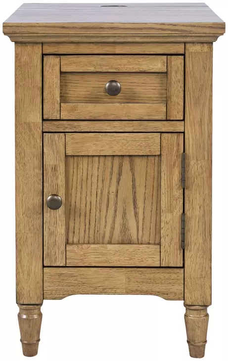 Brentwood Cascade Oak End Table with USB Charging