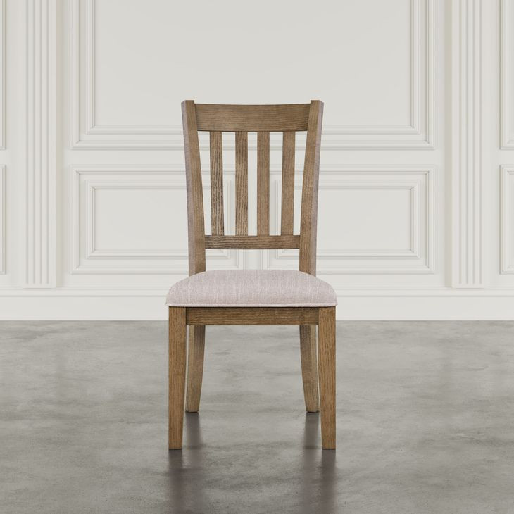 Brentwood Flax and Cascade Oak Upholstered Dining Chair Set of 2