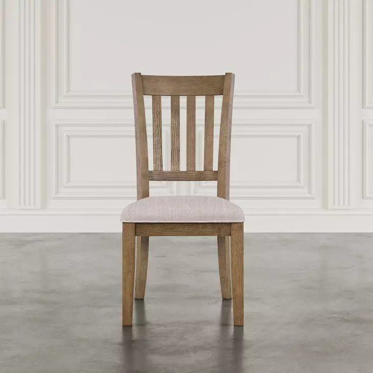 Brentwood Flax and Cascade Oak Upholstered Dining Chair Set of 2