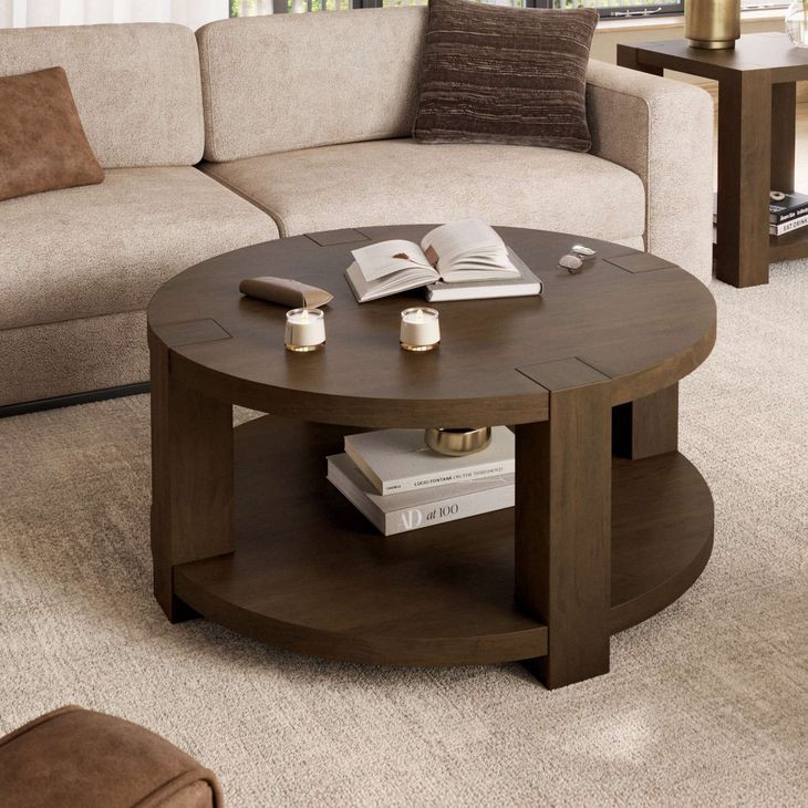 Brownstone Chocolate Brown Round Occasional Tabe Set