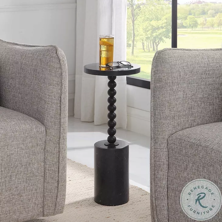 Bead Black Marble Drink Table