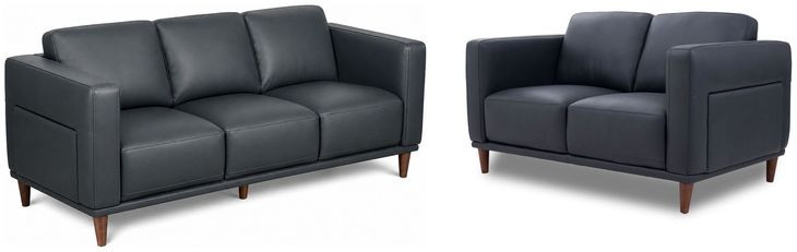 Beckett Midnight Blue Leather Living Room Set