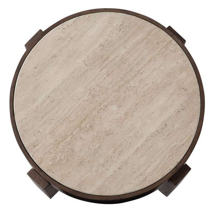 Canyon Espresso and Beige Travertine Top Occasional Table Set