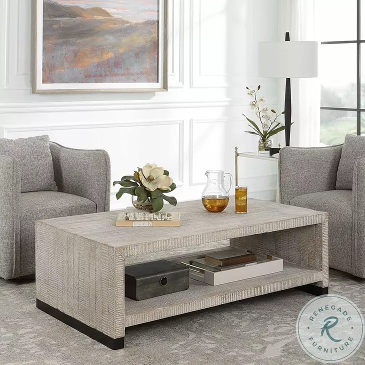 Torrence White Washed Cocktail Table