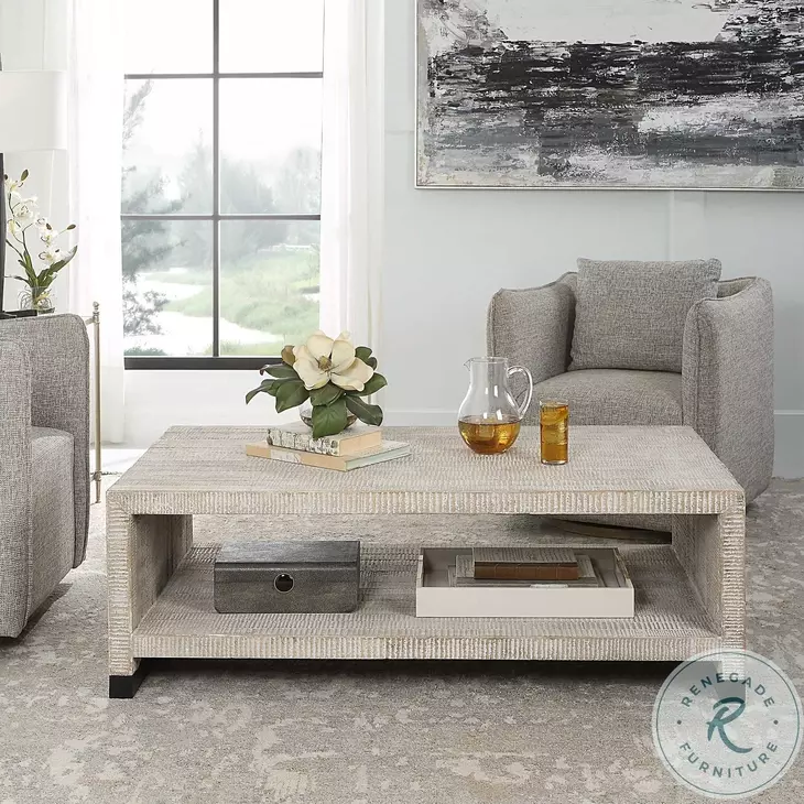 Torrence White Washed Cocktail Table