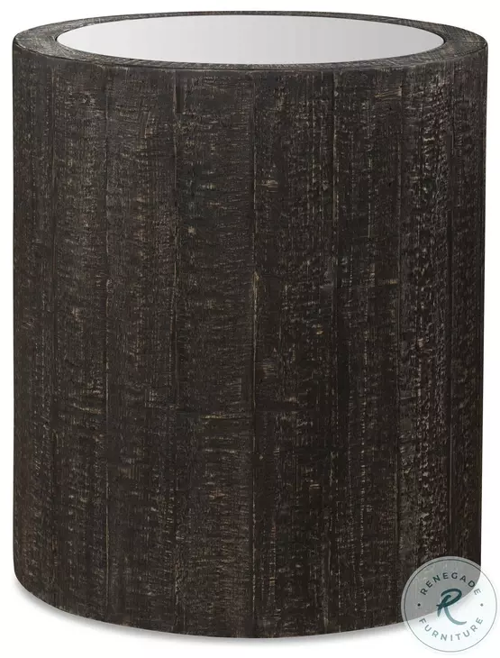 Sequoia Rustic Dark Walnut Mirrored Top Accent Table