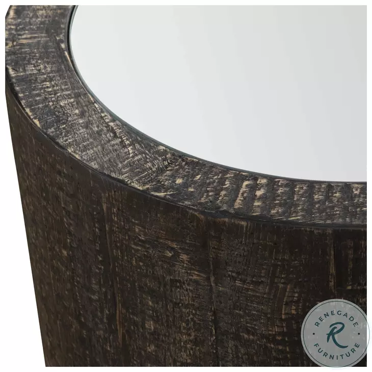 Sequoia Rustic Dark Walnut Mirrored Top Accent Table