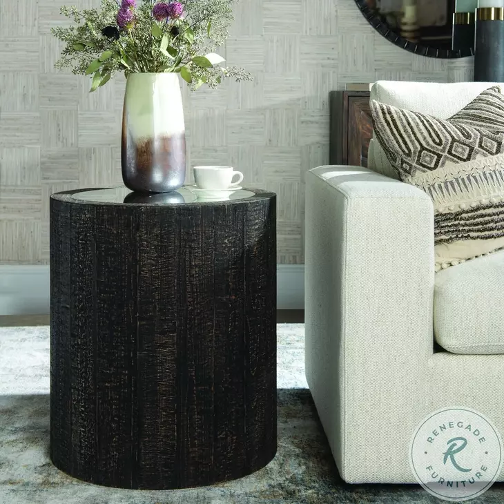 Sequoia Rustic Dark Walnut Mirrored Top Accent Table