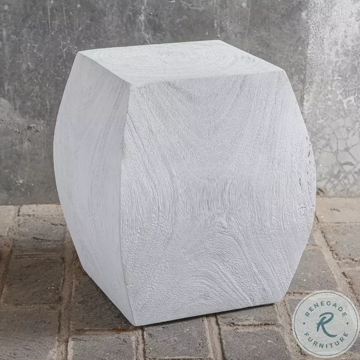 Azure Ivory Wooden Accent Stool