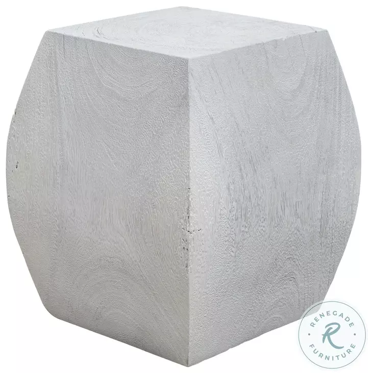 Azure Ivory Wooden Accent Stool