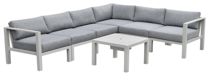 Nash Outdoor Seating Buff 7 Piece Outdoor Modular Sectional with Coffee Table