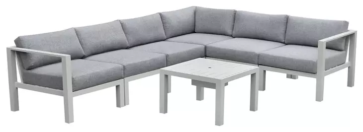 Nash Outdoor Seating Buff 7 Piece Outdoor Modular Sectional with Coffee Table