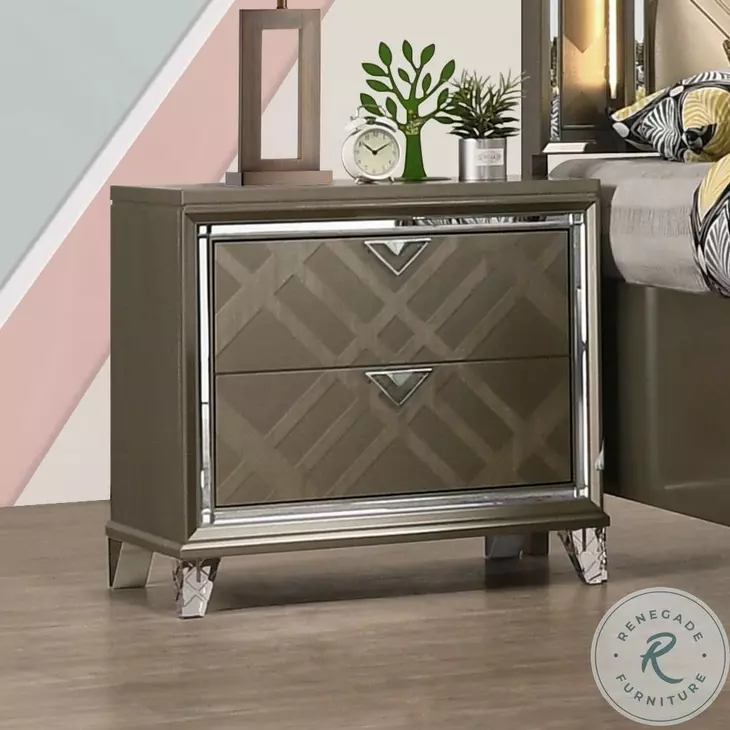 Skylar Dark Champagne 2 Drawer Nightstand