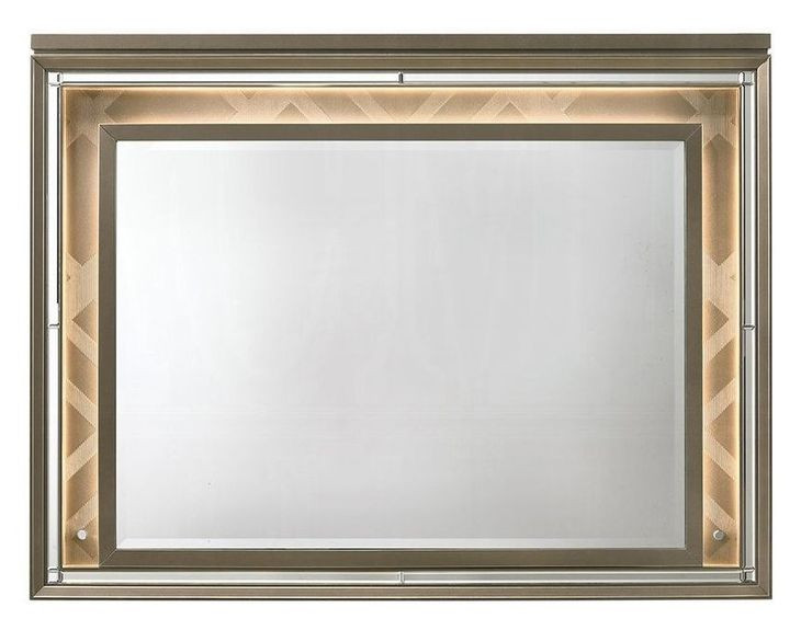 Skylar Dark Champagne Rectangular Dresser Mirror with LED