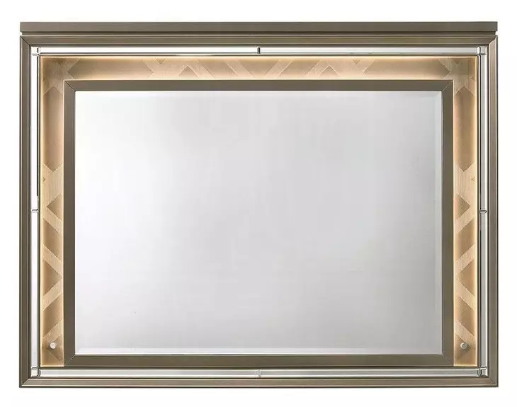 Skylar Dark Champagne Rectangular Dresser Mirror with LED