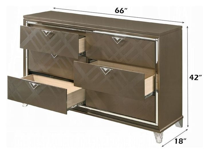 Skylar Dark Champagne 6 Drawer Dresser