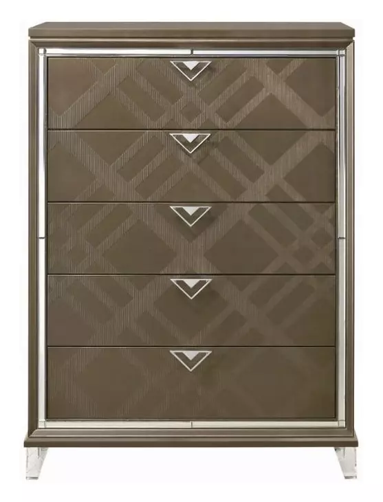 Skylar Dark Champagne 5 Drawer Chest