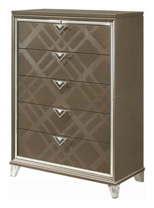 Skylar Dark Champagne 5 Drawer Chest