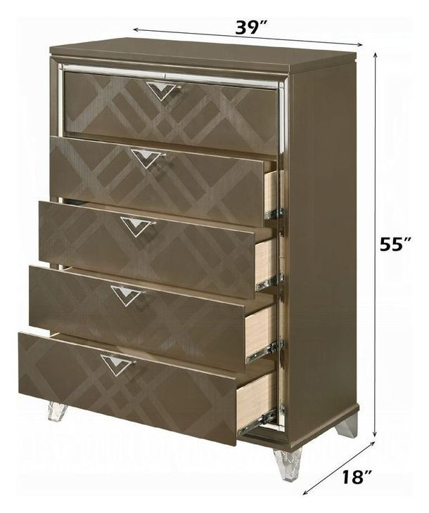 Skylar Dark Champagne 5 Drawer Chest