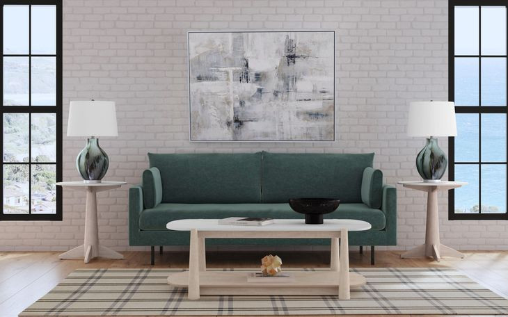 Horizons White Oak and White Marble Rectangular Cocktail Table