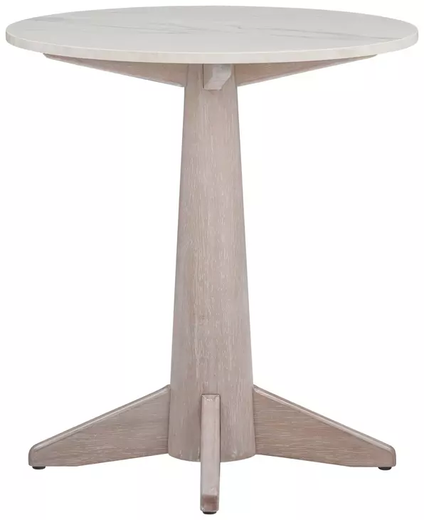 Horizons White Oak and White Marble Round End Table