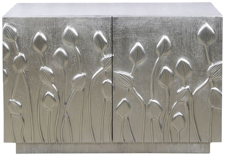 Petal German Silver 2 Door Bar Cabinet