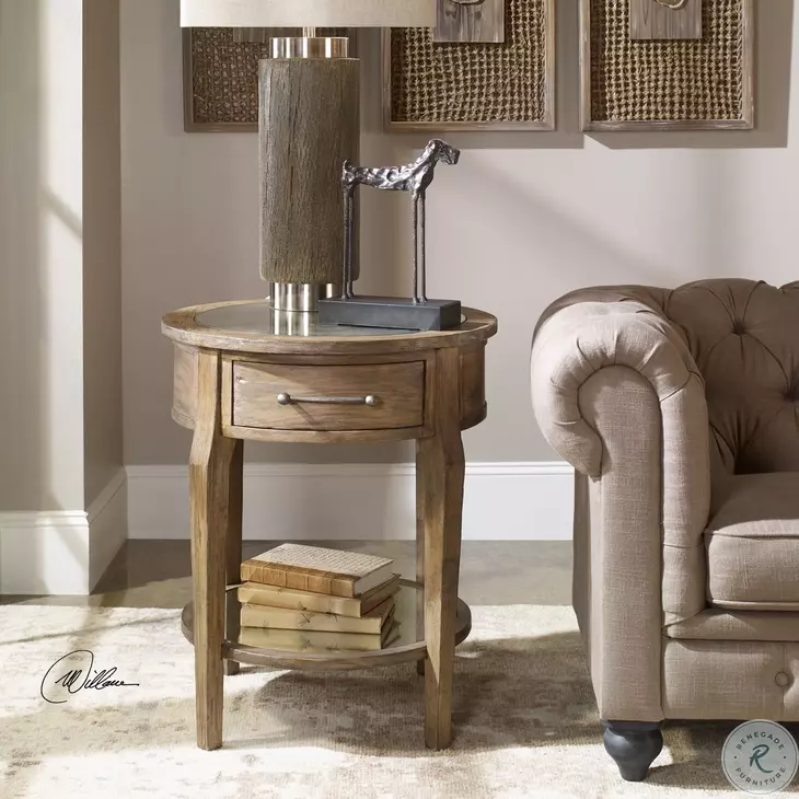 Raelynn Weathered Pecan Lamp Table