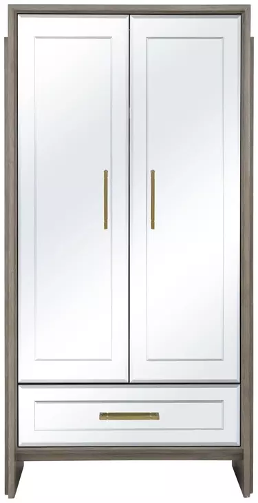 Lansing Cerused Gray and Silver 2 Door Tall Bar Cabinet