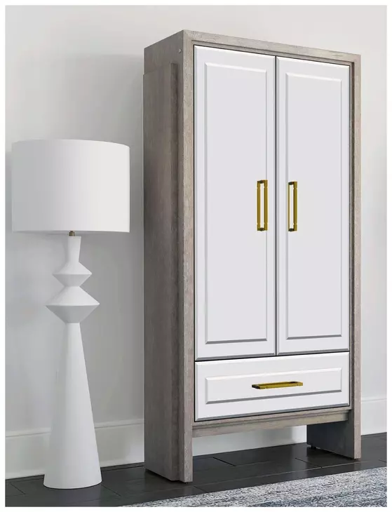 Lansing Cerused Gray and Silver 2 Door Tall Bar Cabinet