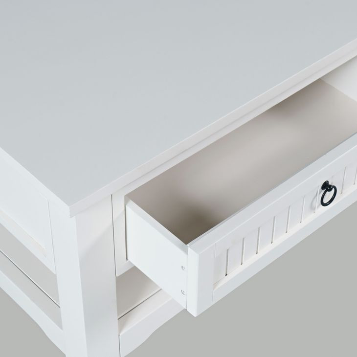 Westport White Rectangular Cocktail Table with Storage