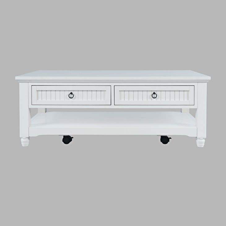 Westport White Rectangular Cocktail Table with Storage