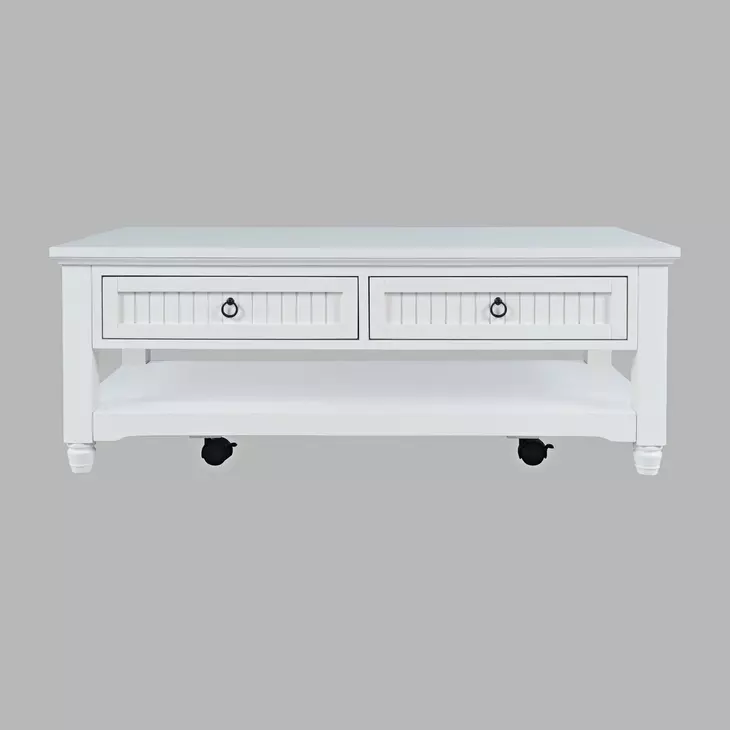 Westport White Rectangular Cocktail Table with Storage