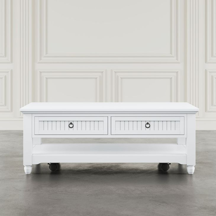 Westport White Rectangular Occasional Table Set with Storage